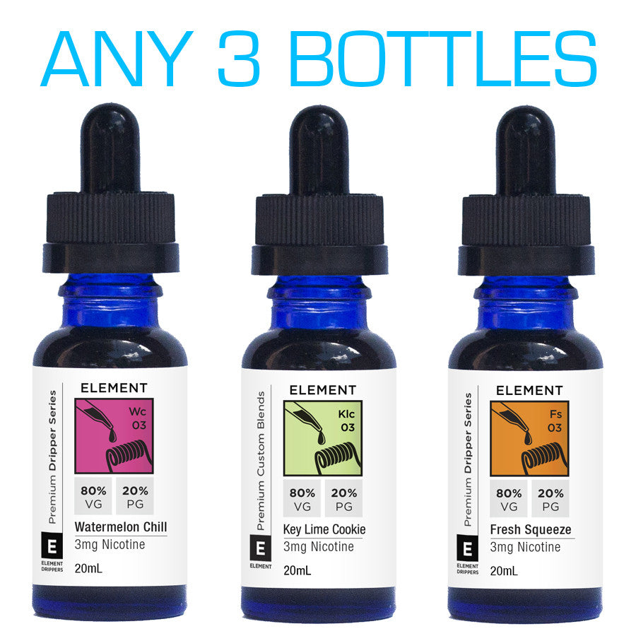 Save with a discounted bundle of 3 Element Dripper E-Liquids