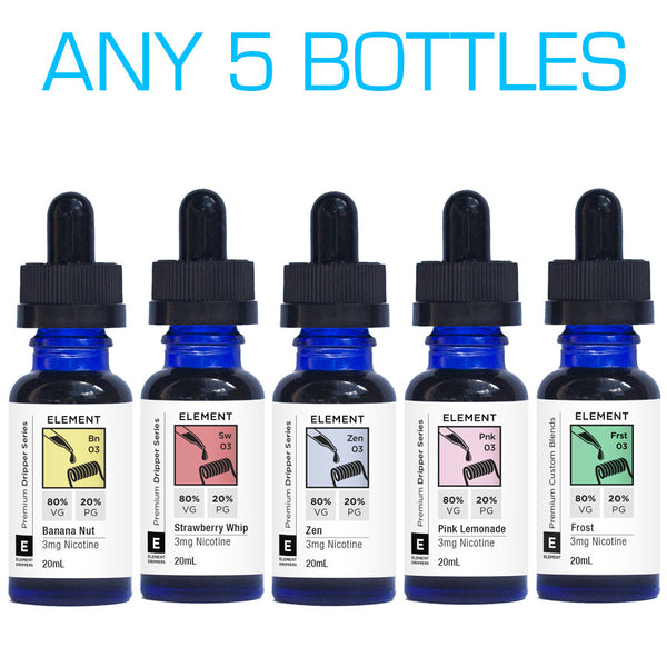 Save with a discounted bundle of 5 Element Dripper E-Liquids